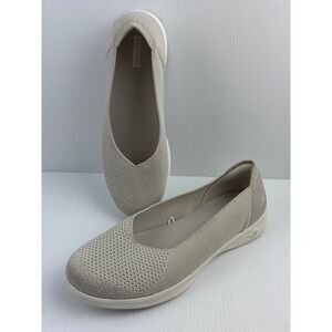Skechers GoWalk Lite Flats Knit Slip On Shoes Womens Size 10 Natural Beige